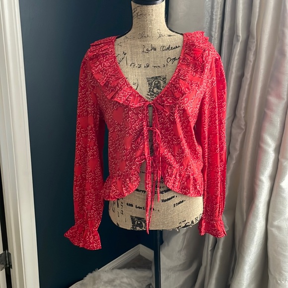 Red Hearts Top Size XL - Picture 1 of 6
